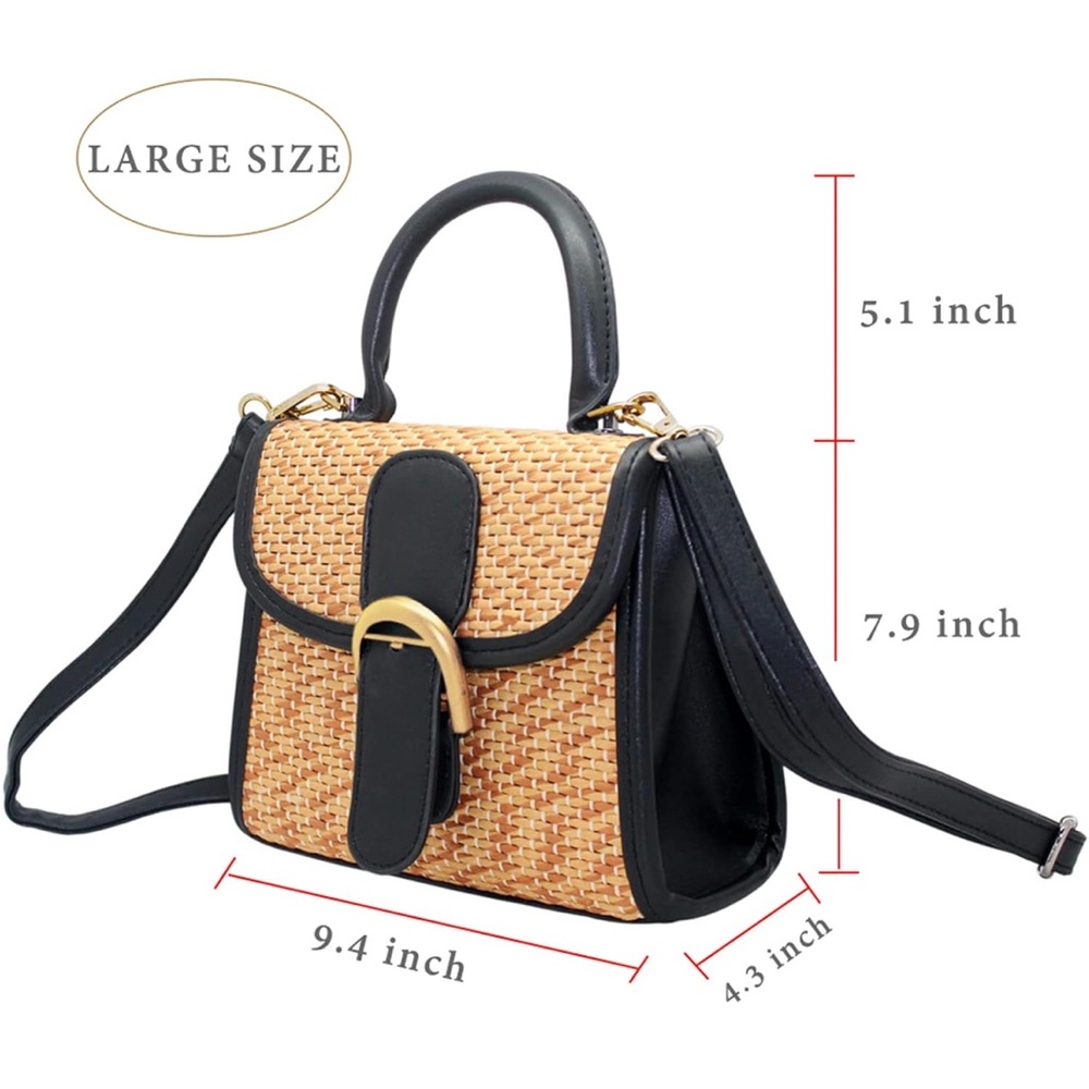 Boshiho Retro Straw Woven Crossbody Bag NWT - Picture 2 of 6